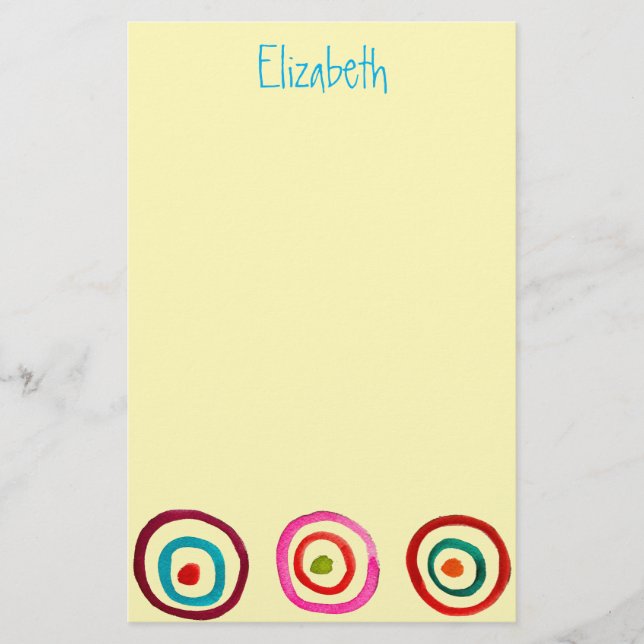 Colorful circle rainbow watercolor stationery (Front)