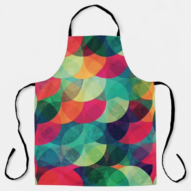 colorful circle seamless pattern with grunge effec apron (Front)