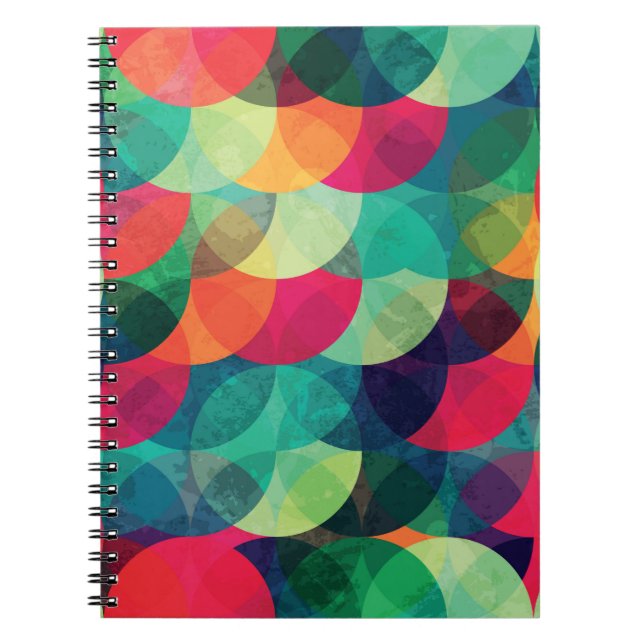 colorful circle seamless pattern with grunge effec notebook (Front)