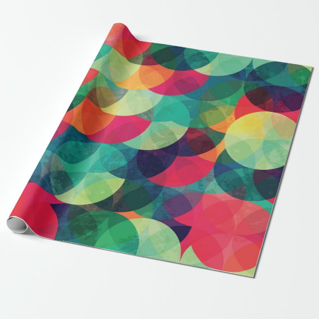 colorful circle seamless pattern with grunge effec wrapping paper (Unrolled)