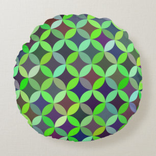 Colorful Circle Star Quilt Pattern Round Pillow