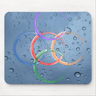 colorful circle with water drops mouse pad