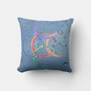 colorful circle with water drops throw pillow