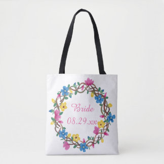 Colorful Circle Wreathe of Flowers Bride Bags