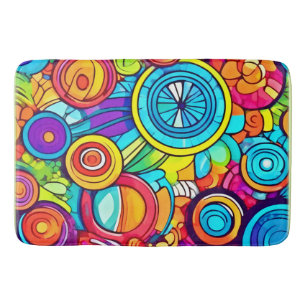 Colorful Circles Abstract Art Bath Mat