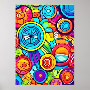 Colorful Circles Abstract Art Poster