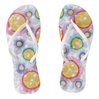 Colorful Circles and Bubbles Trendy Flip Flops