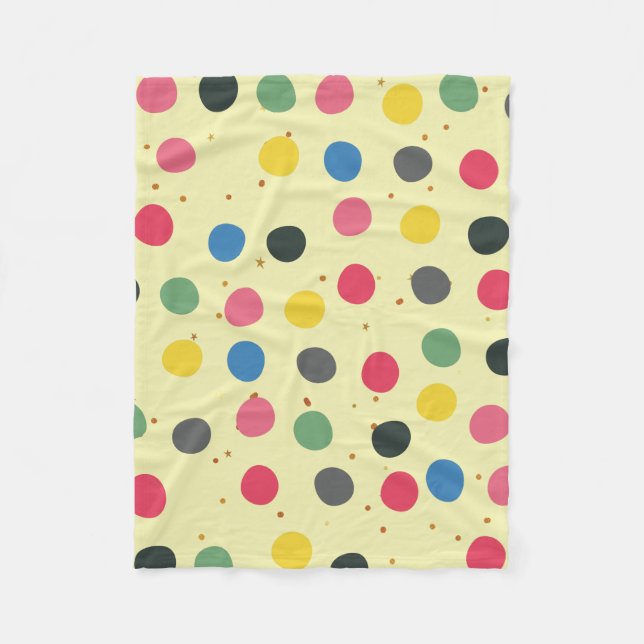 Colorful Circles And Gold Dots Fleece Blanket (Front)