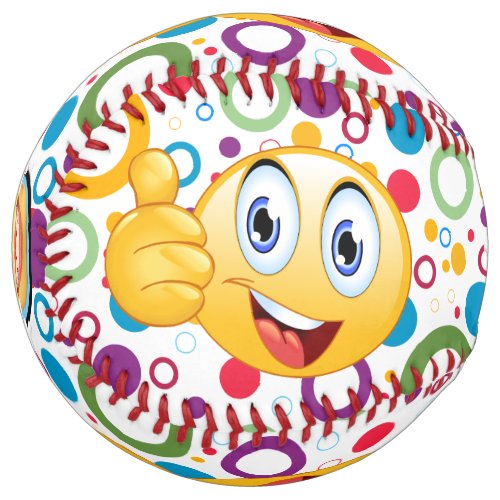 Colorful Circles and Happy Emojis Softball
