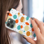 Colorful Circles and Lines Mid-century Pattern Case-Mate iPhone 14 Case<br><div class="desc">Add a pop of color to your phone with this adorable retro cell phone case. It features circles,  ovals,  dots,  and lines in the colors of turquoise blue,  two shades of orange,  and cream. This will look great in your hand!</div>
