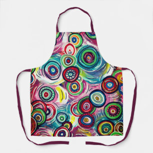Colorful Circles and Swirls Original Abstract Art Apron