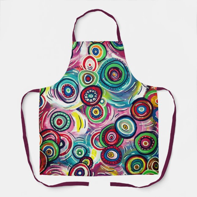 Colorful Circles and Swirls Original Abstract Art Apron (Front)