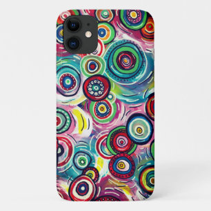 Colorful Circles and Swirls Original Abstract Art iPhone 11 Case