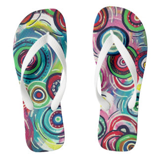 Colorful Circles and Swirls Original Abstract Art Flip Flops