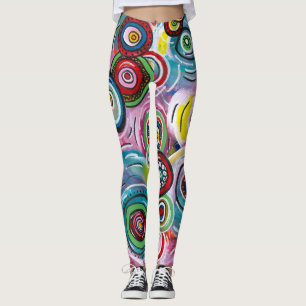 Colorful Circles and Swirls Original Abstract Art Leggings