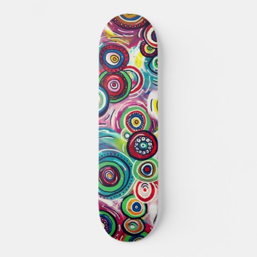 Colorful Circles and Swirls Original Abstract Art Skateboard