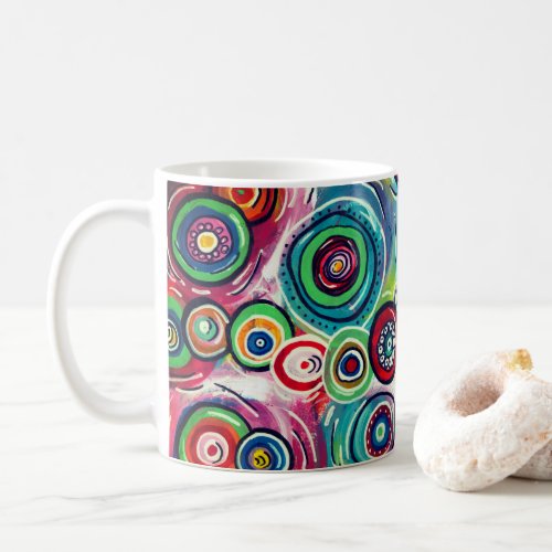 Colorful Circles and Swirls Original Abstract Coffee Mug