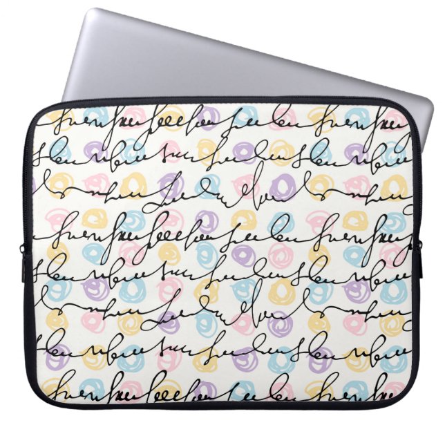 Colorful Circles And Text Hand Writing Laptop Sleeve (Front)