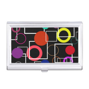 Colorful circles and white squares case for business cards