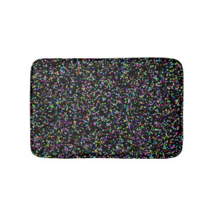 Colorful circles bubbles on black unique pattern bath mat
