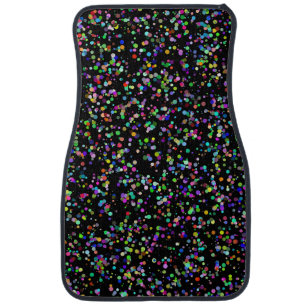 Colorful circles bubbles on black unique pattern car floor mat