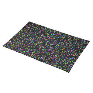 Colorful circles bubbles on black unique pattern cloth placemat
