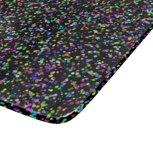 Colorful circles bubbles on black unique pattern cutting board