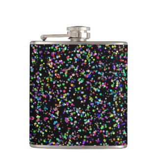 Colorful circles bubbles on black unique pattern flask