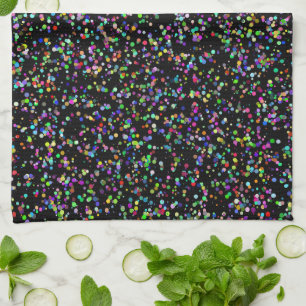 Colorful circles bubbles on black unique pattern kitchen towel