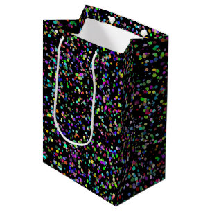 Colorful circles bubbles on black unique pattern medium gift bag