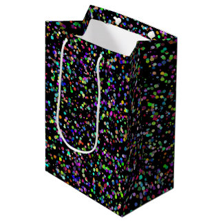 Colorful circles bubbles on black unique pattern medium gift bag
