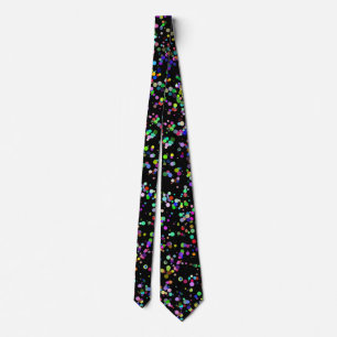 Colorful circles bubbles on black unique pattern neck tie