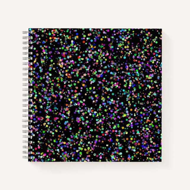 Colorful circles bubbles on black unique pattern notebook (Front)