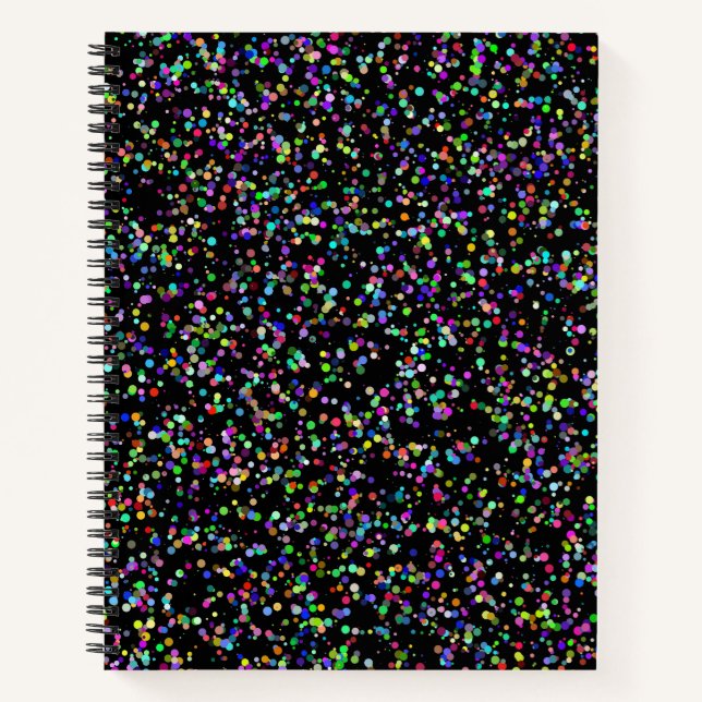 Colorful circles bubbles on black unique pattern notebook (Front)