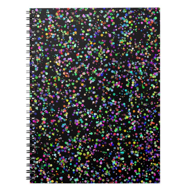 Colorful circles bubbles on black unique pattern notebook (Front)