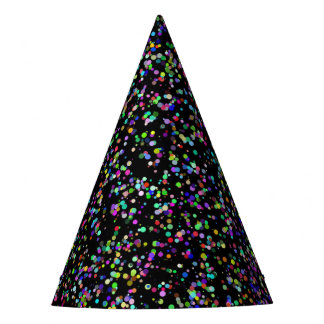 Colorful circles bubbles on black unique pattern party hat