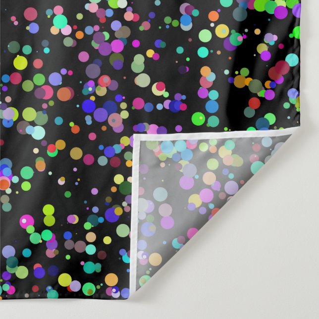 Colorful circles bubbles on black unique pattern tapestry (Detail)