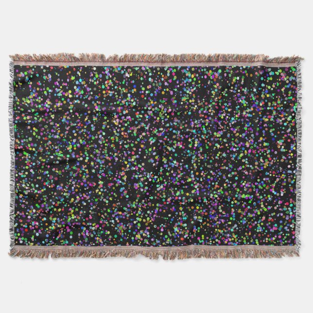 Colorful circles bubbles on black unique pattern throw blanket (Front)
