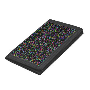 Colorful circles bubbles on black unique pattern tri-fold wallet