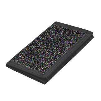 Colorful circles bubbles on black unique pattern tri-fold wallet