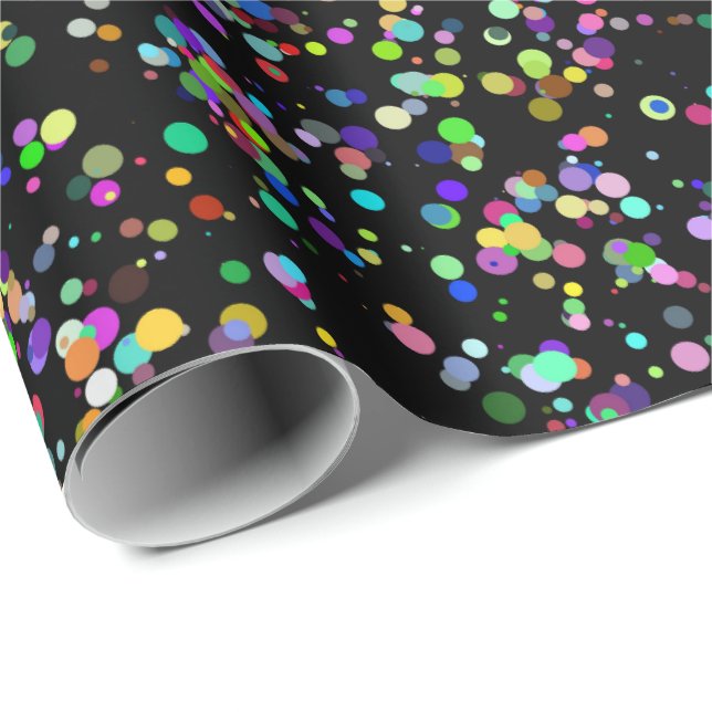 Colorful circles bubbles on black unique pattern wrapping paper (Roll Corner)