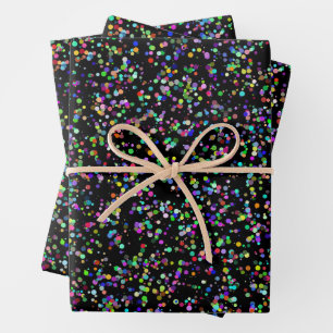 Colorful circles bubbles on black unique pattern wrapping paper sheets