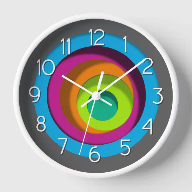 Colorful Colck Colorful Circles Clock | Zazzle