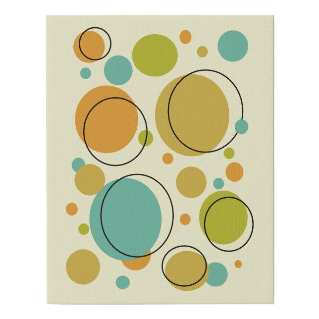 Colorful Circles Dots Mid Century Modern Faux Canvas Print (Front)