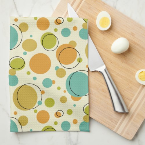 Colorful Circles Dots Mid Century Modern Pattern Kitchen Towel