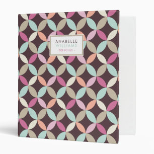Colorful Circles Geometric Pattern Personalized 3 Ring Binder