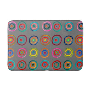Colorful circles gray simple rainbow Scandi Bath Mat