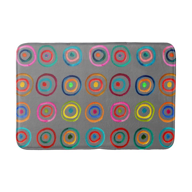 Colorful circles gray simple rainbow Scandi Bath Mat (Front)