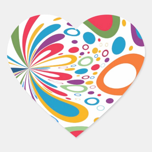 Colorful circles heart sticker (Front)
