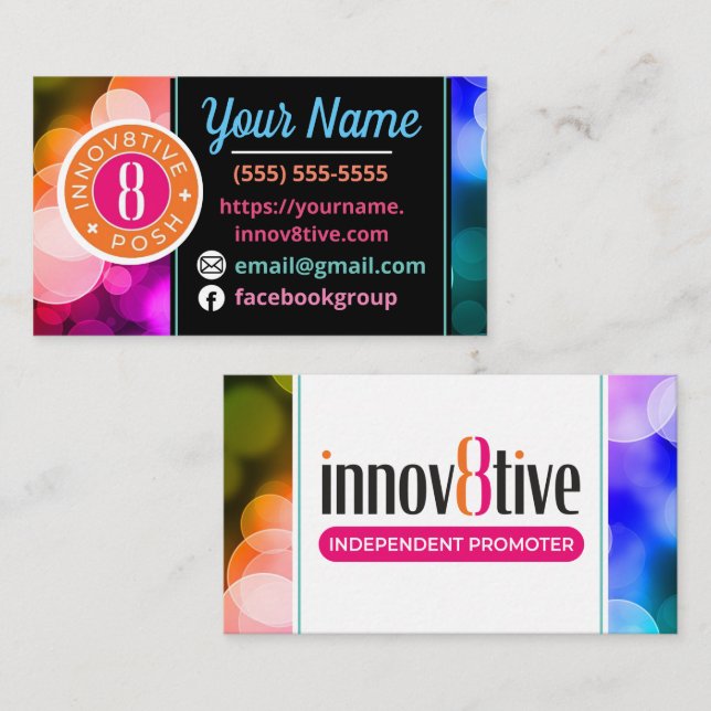 Colorful circles Innov8tive Posh business card (Front/Back)